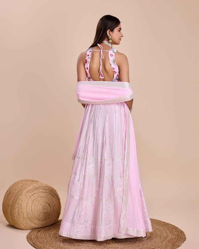 Fashion Dream Women Pink Heavy Fox Georgette  Lehenga