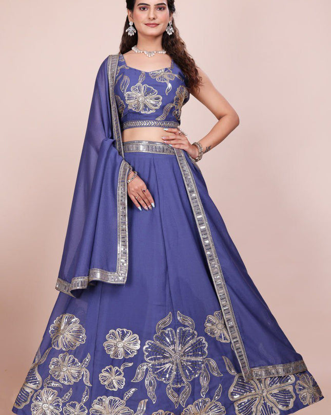 Fashion Dream Women Light Purple Heavy Star Faux Georgette  Lehenga