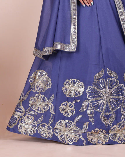Fashion Dream Women Light Purple Heavy Star Faux Georgette  Lehenga