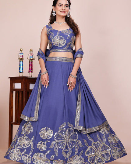 Fashion Dream Women Light Purple Heavy Star Faux Georgette  Lehenga