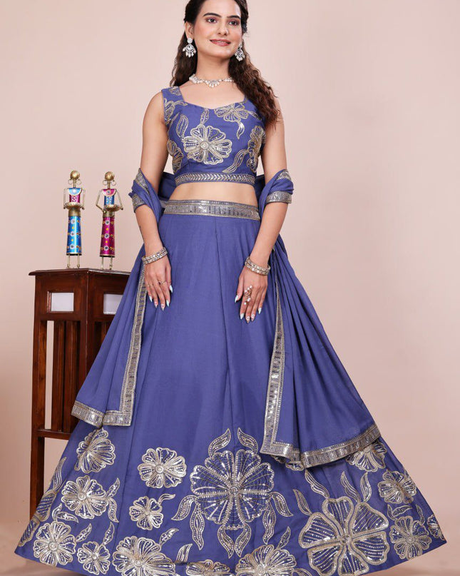 Fashion Dream Women Light Purple Heavy Star Faux Georgette  Lehenga