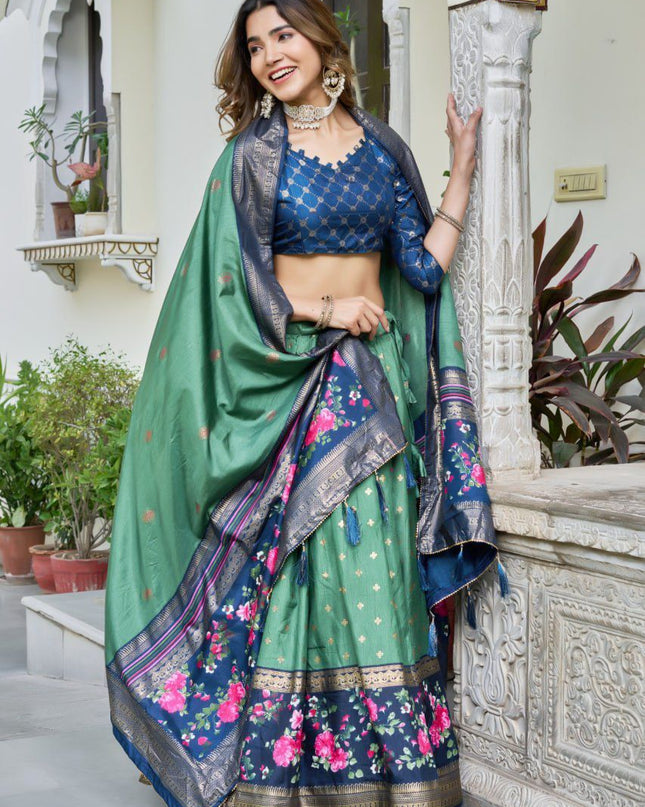 Fashion Dream Women Green Heavy DOLA Silk Lehenga