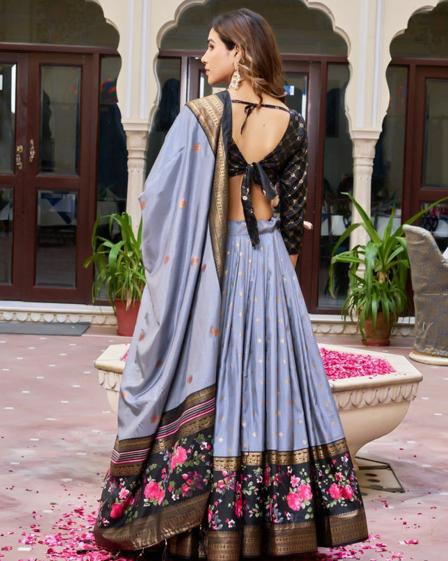 Fashion Dream Women Grey Heavy DOLA Silk Lehenga