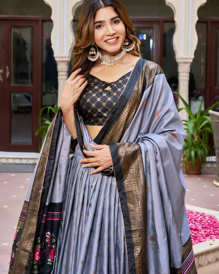 Fashion Dream Women Grey Heavy DOLA Silk Lehenga