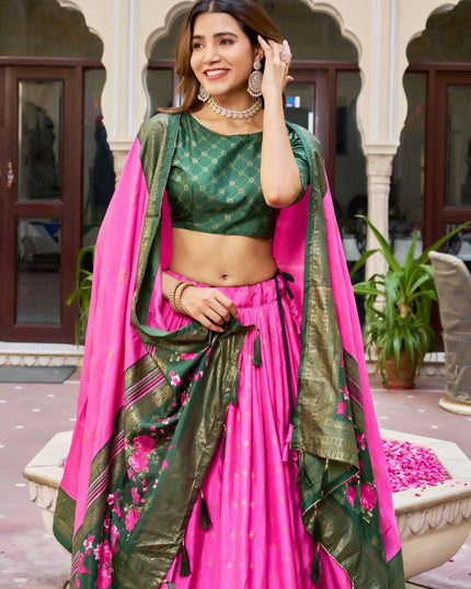 Fashion Dream Women Pink Heavy DOLA Silk Lehenga