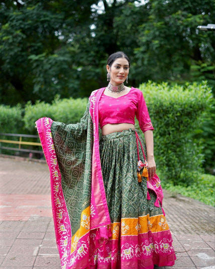 Fashion Dream Women Mahendi Heavy DOLA Silk Lehenga