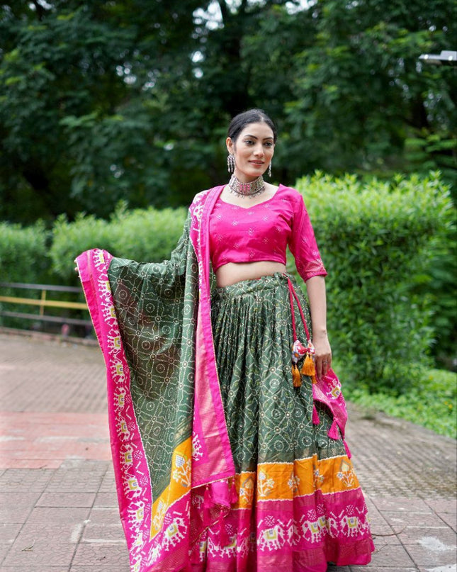 Fashion Dream Women Mahendi Heavy DOLA Silk Lehenga