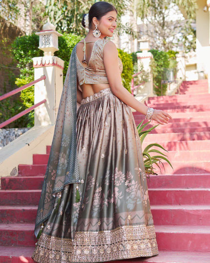 Fashion Dream Women Grey Heavy Maslin Sarting Silk Lehenga