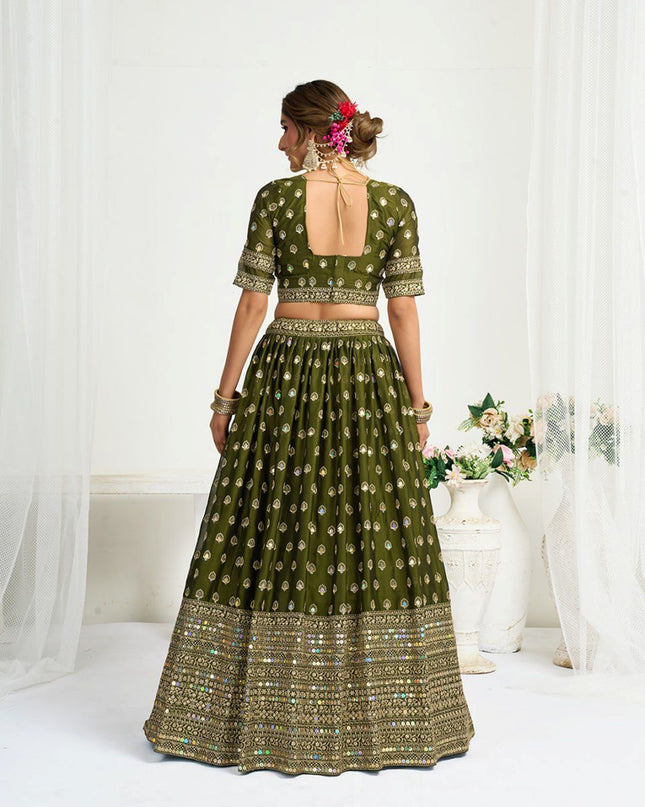 Fashion Dream Women Mahendi Heavy CHINON Silk Lehenga