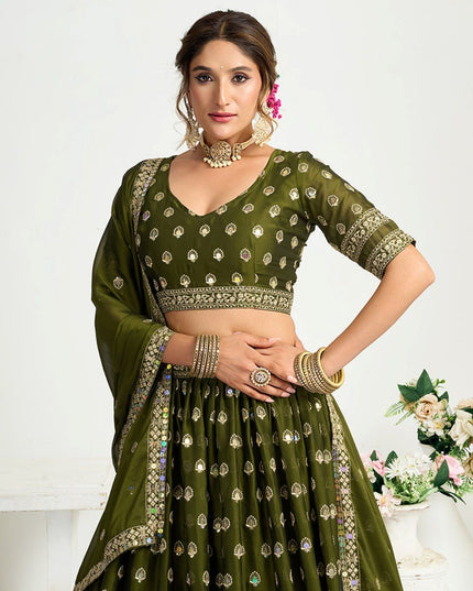 Fashion Dream Women Mahendi Heavy CHINON Silk Lehenga