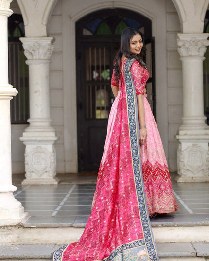 Fashion Dream Women Pink Heavy JACQUARD VISCOSE Silk Lehenga