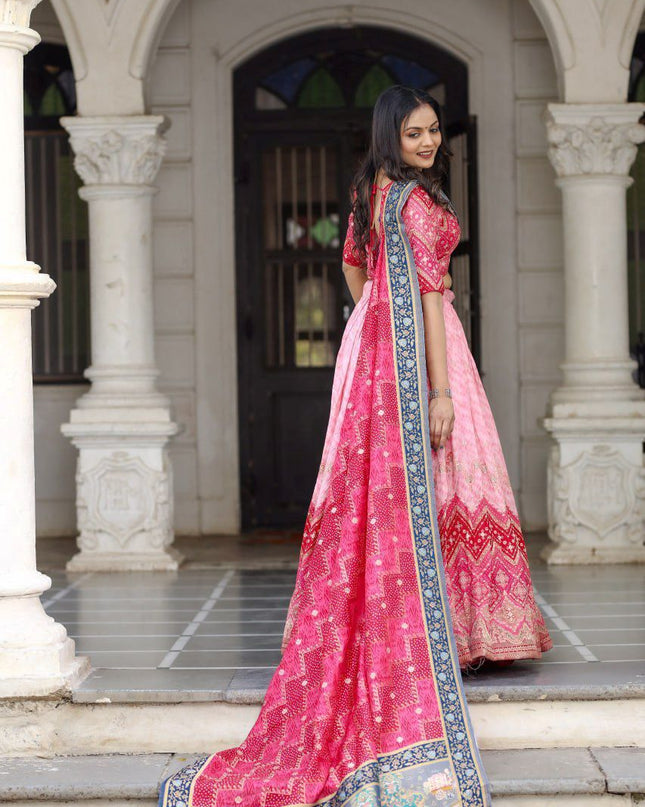 Fashion Dream Women Pink Heavy JACQUARD VISCOSE Silk Lehenga
