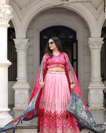Fashion Dream Women Pink Heavy JACQUARD VISCOSE Silk Lehenga