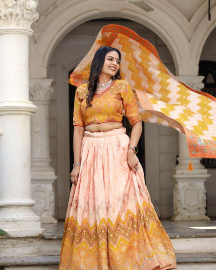 Fashion Dream Women Peach Heavy JACQUARD VISCOSE Silk Lehenga