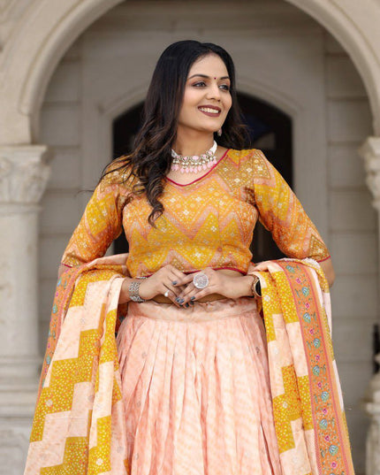 Fashion Dream Women Peach Heavy JACQUARD VISCOSE Silk Lehenga