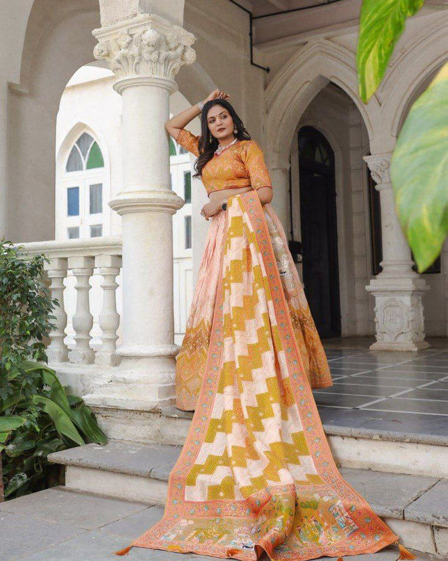 Fashion Dream Women Peach Heavy JACQUARD VISCOSE Silk Lehenga
