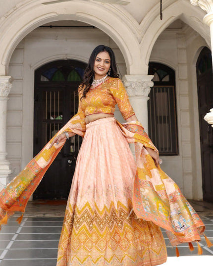 Fashion Dream Women Peach Heavy JACQUARD VISCOSE Silk Lehenga