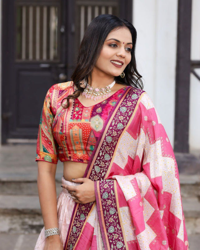 Fashion Dream Women Light Pink Heavy JACQUARD VISCOSE Silk Lehenga
