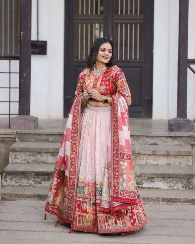 Fashion Dream Women Light Pink Heavy JACQUARD VISCOSE Silk Lehenga