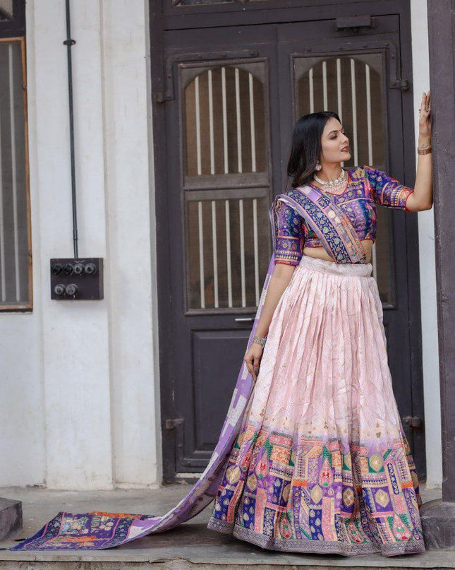 Fashion Dream Women Light Pink Heavy JACQUARD VISCOSE Silk Lehenga