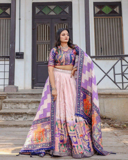 Fashion Dream Women Light Pink Heavy JACQUARD VISCOSE Silk Lehenga