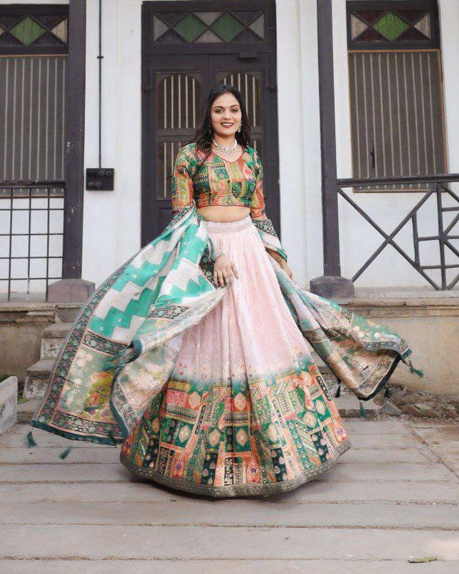 Fashion Dream Women Light Pink Heavy JACQUARD VISCOSE Silk Lehenga