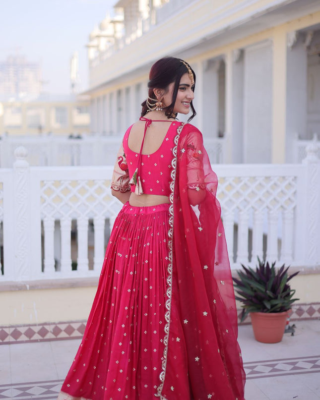 Fashion Dream Women Pink Dola silk Lehenga