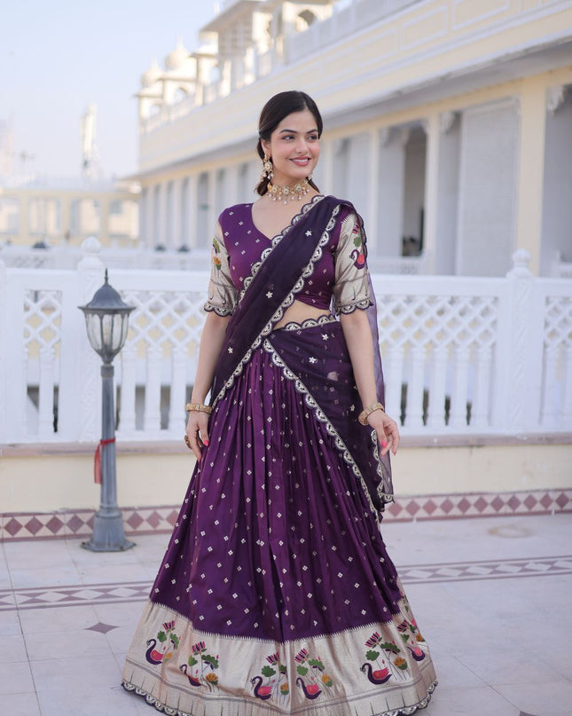 Fashion Dream Women Wine Dola silk Lehenga