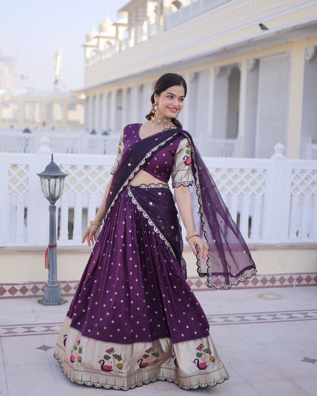 Fashion Dream Women Wine Dola silk Lehenga