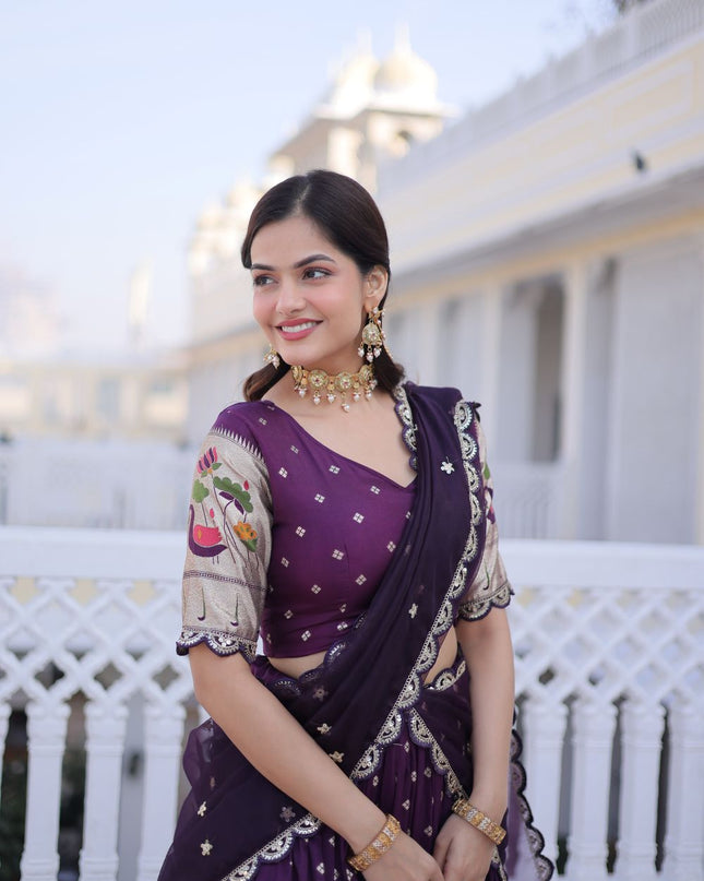 Fashion Dream Women Wine Dola silk Lehenga