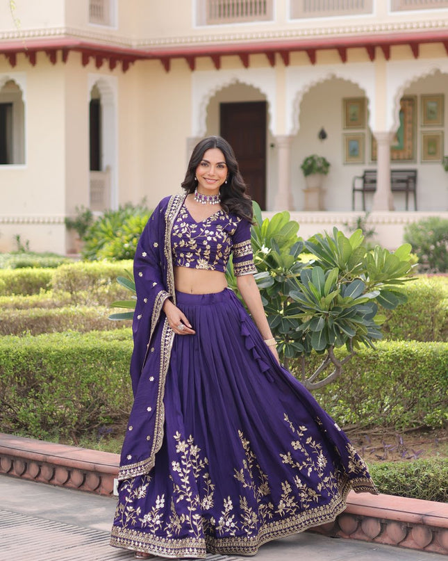 Fashion Dream Women Purple NC Vichitra Lehenga