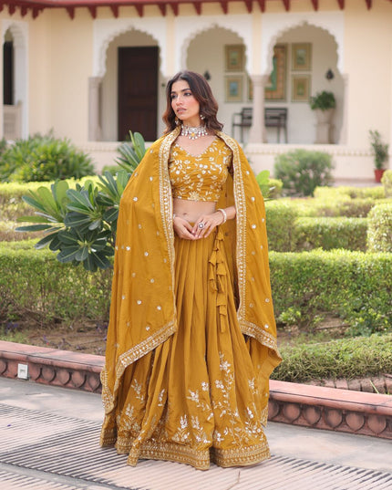 Fashion Dream Women Yellow NC Vichitra Lehenga