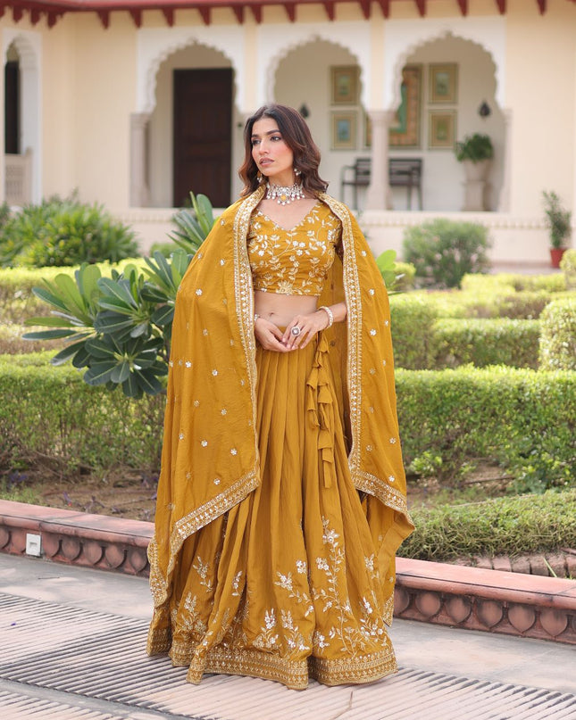 Fashion Dream Women Yellow NC Vichitra Lehenga