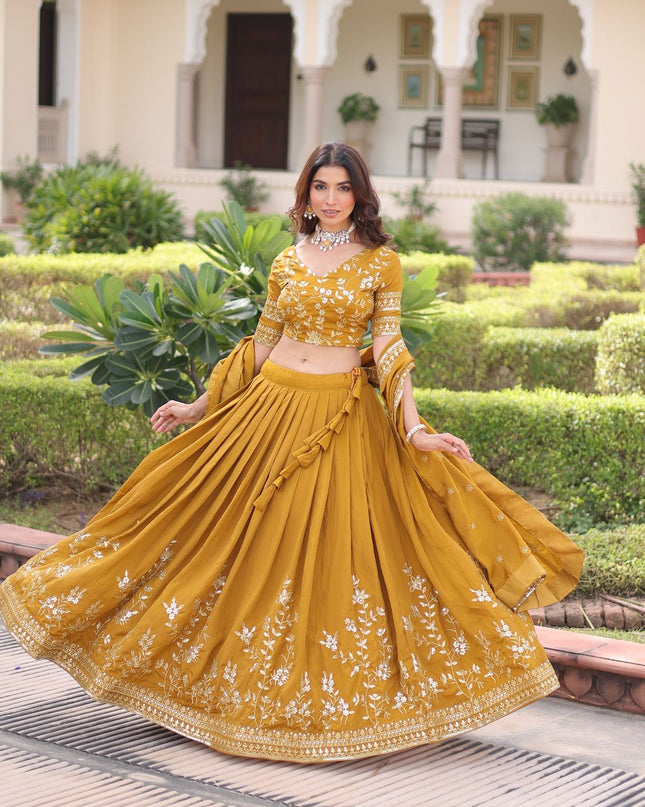 Fashion Dream Women Yellow NC Vichitra Lehenga