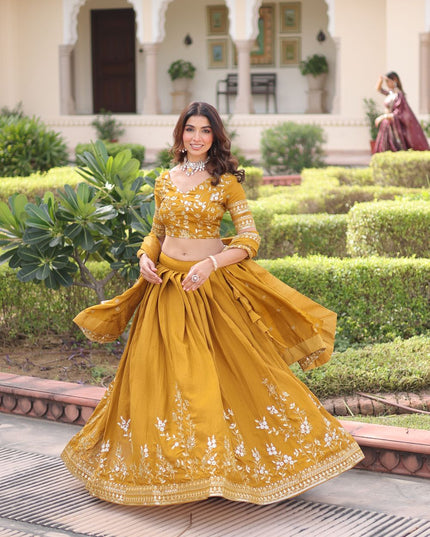 Fashion Dream Women Yellow NC Vichitra Lehenga
