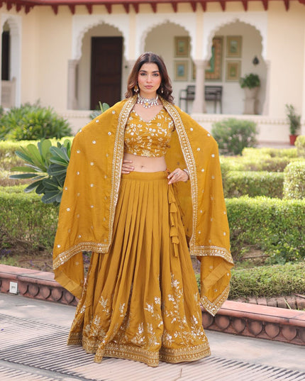 Fashion Dream Women Yellow NC Vichitra Lehenga