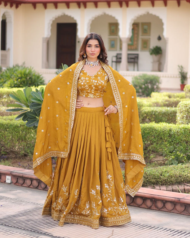 Fashion Dream Women Yellow NC Vichitra Lehenga