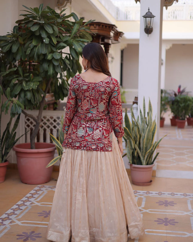Fashion Dream Women red Vichitra Silk Lehenga