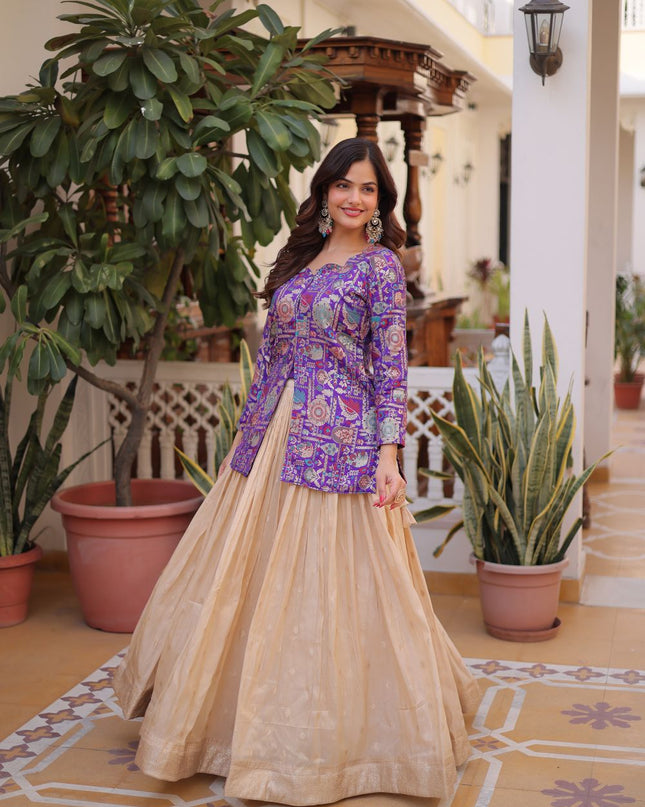 Fashion Dream Women Purple COSMOS WEAVING JEQUARD Lehenga