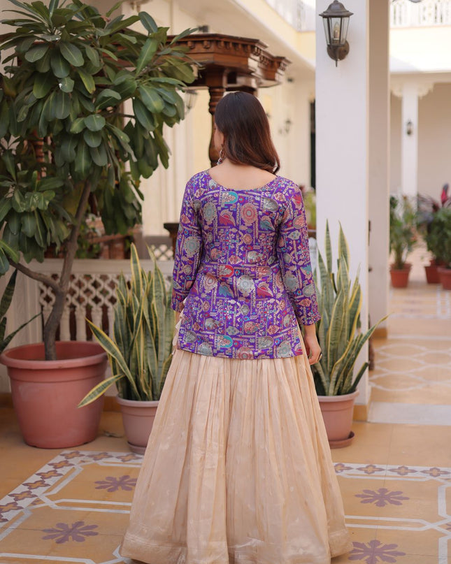 Fashion Dream Women Purple COSMOS WEAVING JEQUARD Lehenga
