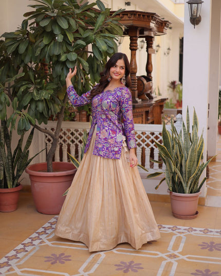 Fashion Dream Women Purple COSMOS WEAVING JEQUARD Lehenga