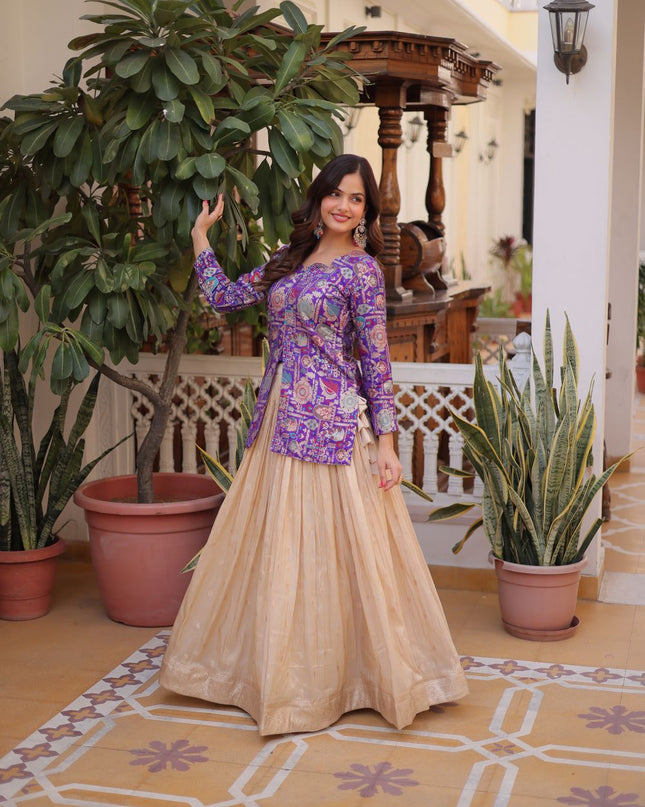 Fashion Dream Women Purple COSMOS WEAVING JEQUARD Lehenga
