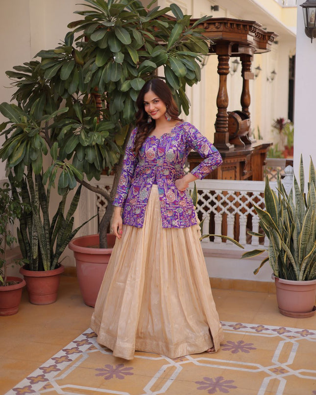 Fashion Dream Women Purple COSMOS WEAVING JEQUARD Lehenga