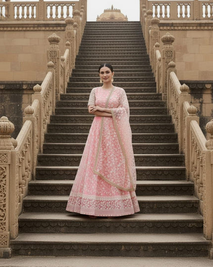 Fashion Dream Women Pink Net Lehenga