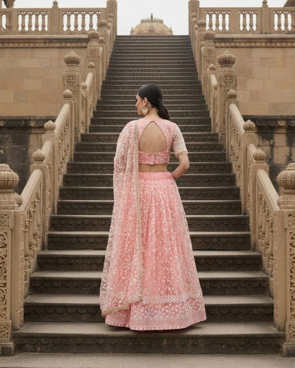 Fashion Dream Women Pink Net Lehenga
