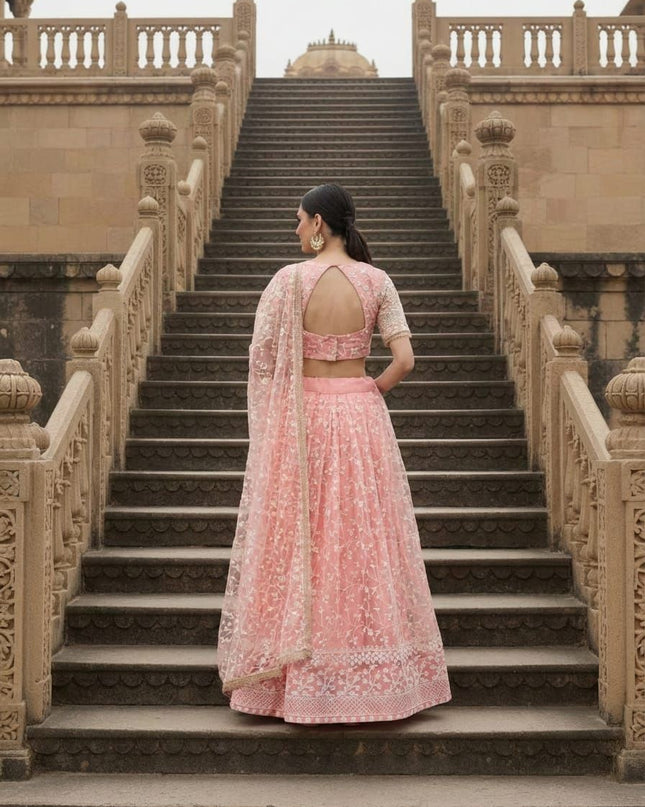 Fashion Dream Women Pink Net Lehenga