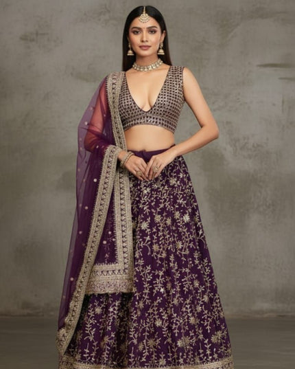 Fashion Dream Women Wine Goergette Lehenga