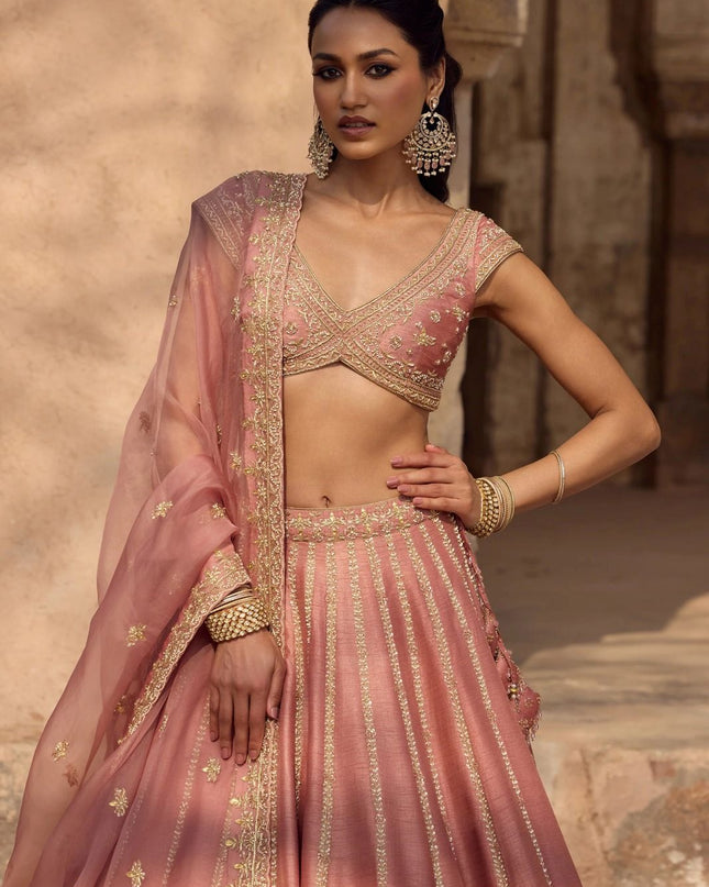 Fashion Dream Women Peach Fancy Fabric Lehenga