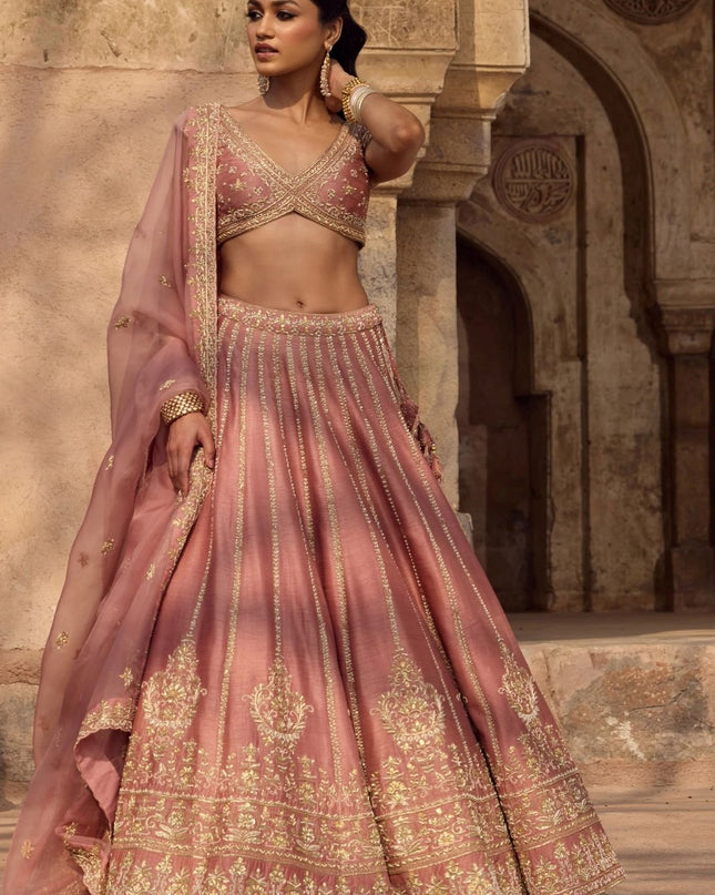 Fashion Dream Women Peach Fancy Fabric Lehenga
