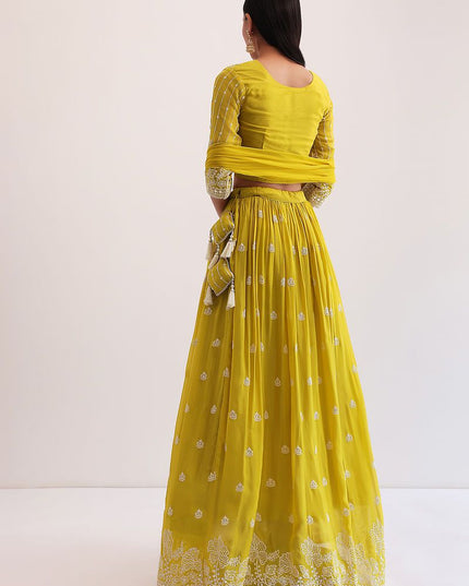 Fashion Dream Women Parrot Green Faux Georgette Lehenga